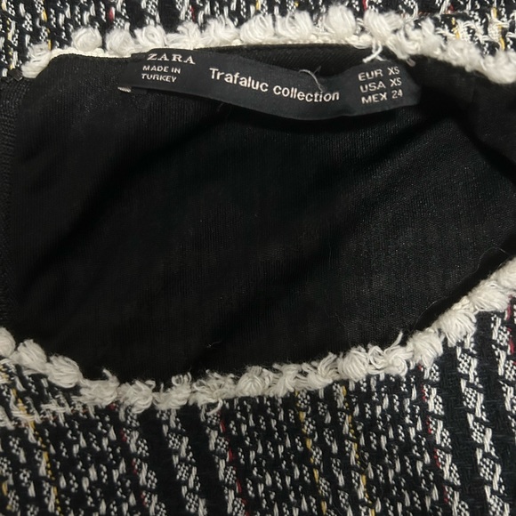 Trafaluc by Zara Black Plaid Tweed Pocket 3/4 Sleeve Preppy Business Dress New - Picture 5 of 5